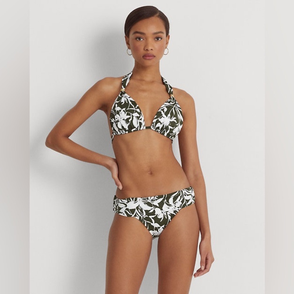 Ralph Lauren Floral Halter Bikini Set - Black and White Size XS